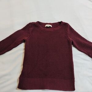 LOFT Rich Burgundy Textured Knit Sweater